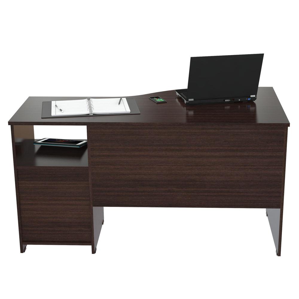 Espresso Finish Wood Curved Top Writing Desk. Picture 1
