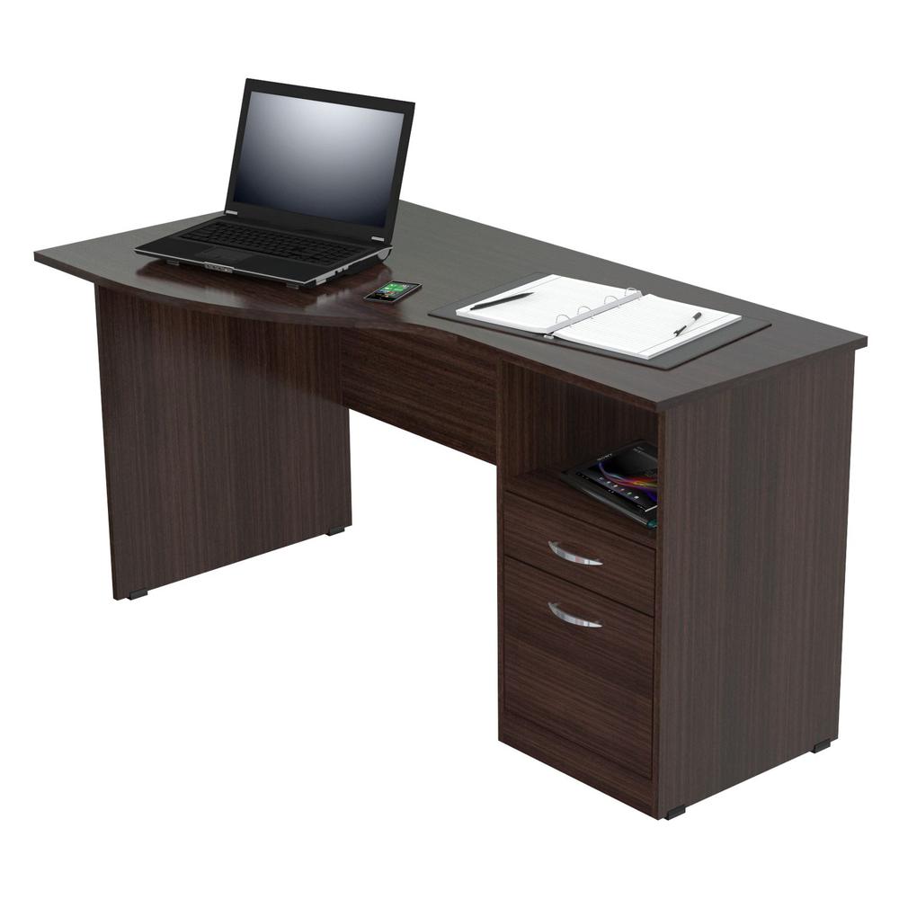 Espresso Finish Wood Curved Top Writing Desk. Picture 4