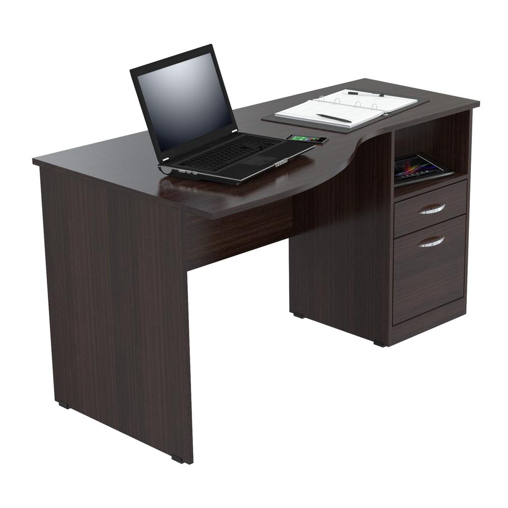 Espresso Finish Wood Curved Top Writing Desk. Picture 5