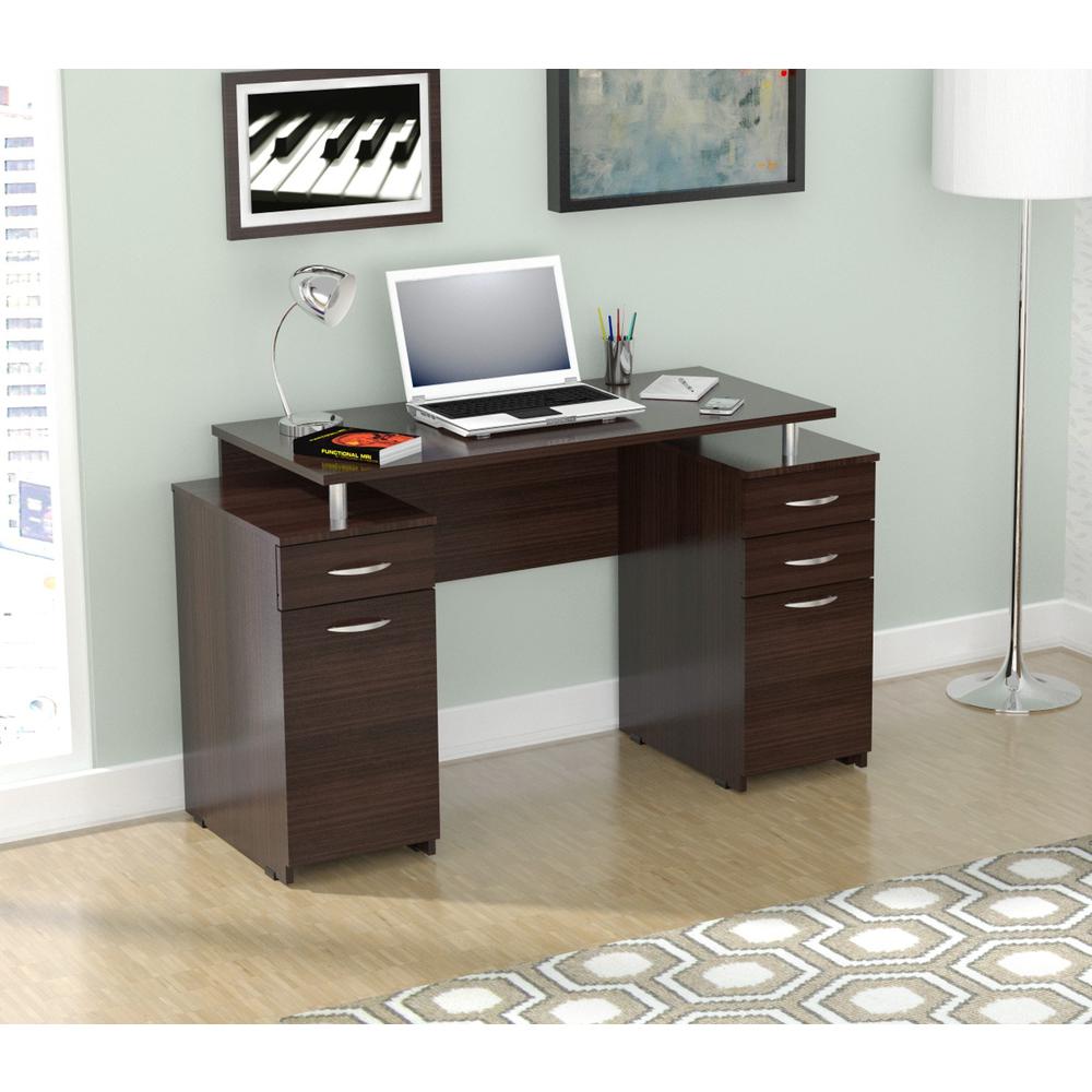 Espresso Finish Wood Computer Desk with Four Drawers - 249794. Picture 1
