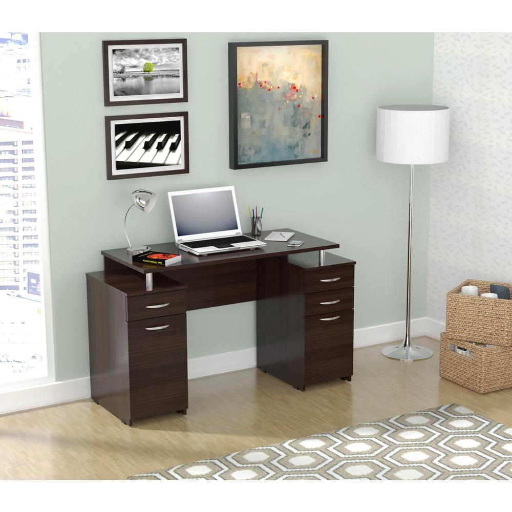 Espresso Finish Wood Computer Desk with Four Drawers - 249794. Picture 2