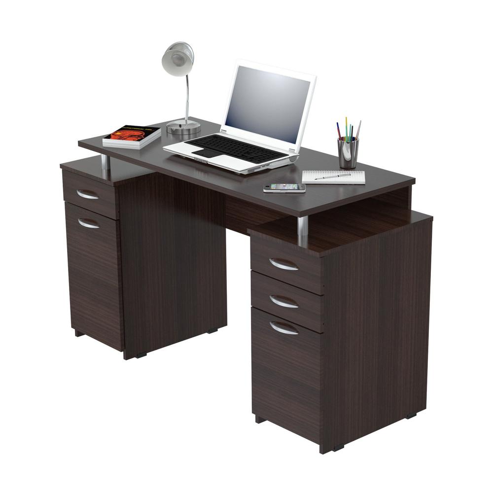 Espresso Finish Wood Computer Desk with Four Drawers - 249794. Picture 4