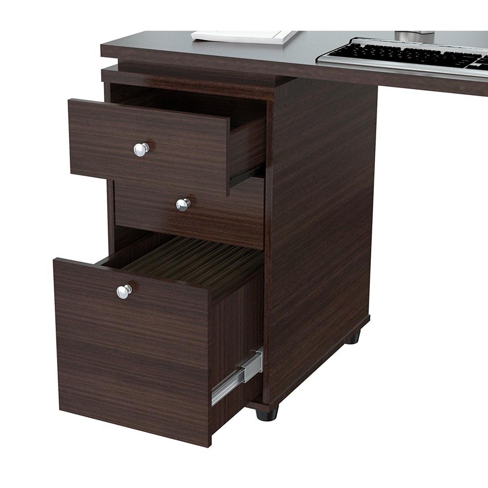 Espresso Finish 3 Drawer L Shape Computer Desk with Storage - 249808. Picture 4