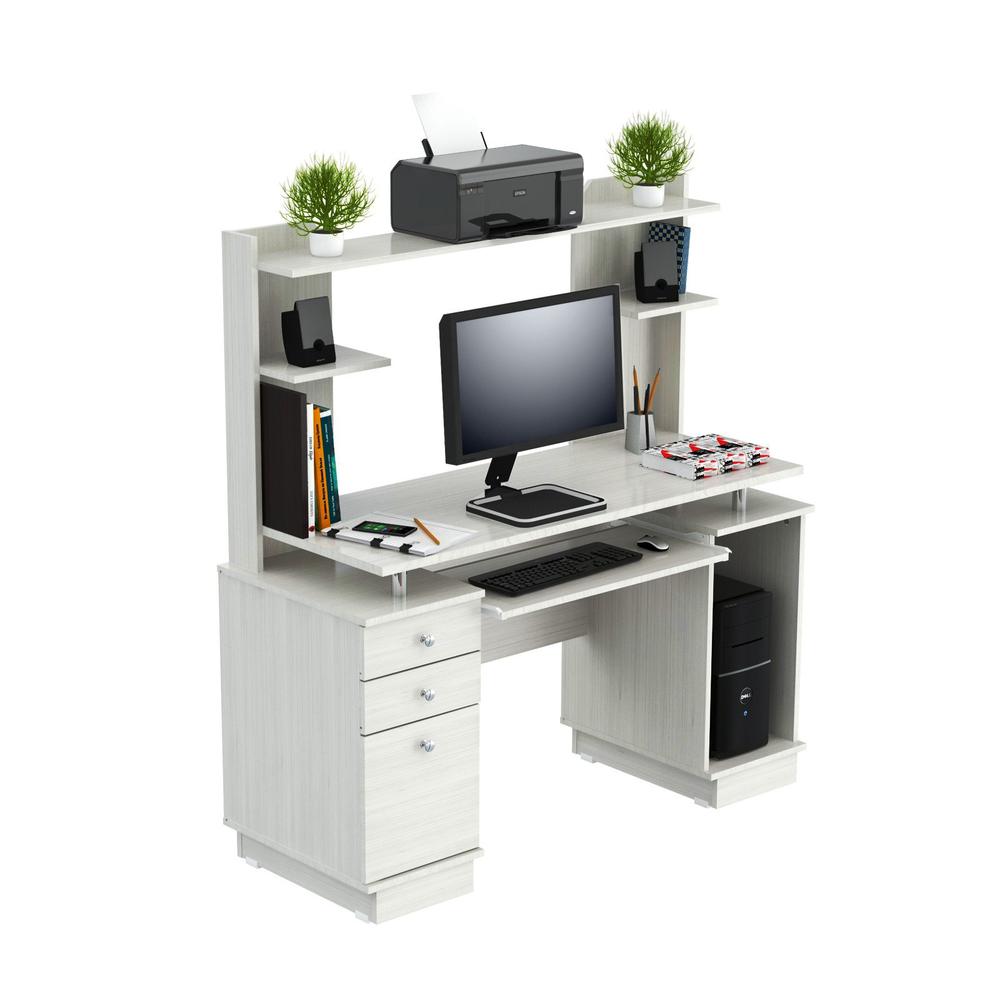 White Finish Wood Computer Desk with Hutch - 249812. Picture 2