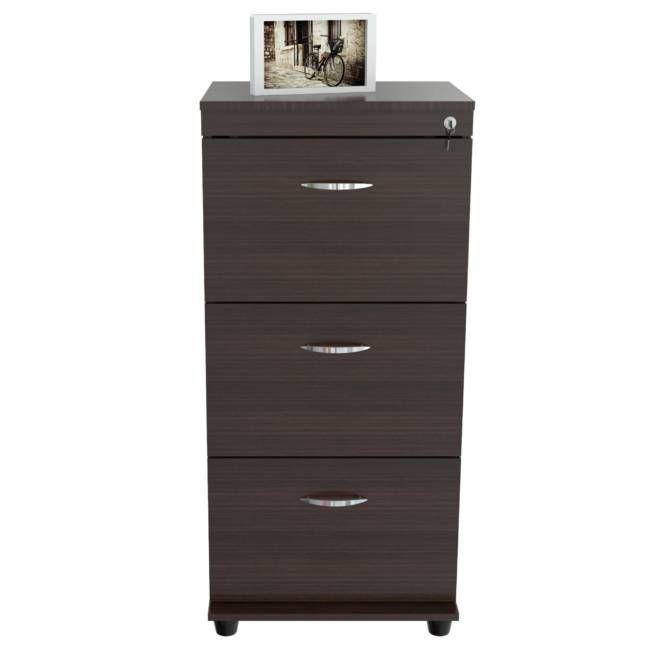 Espresso Wood Three Drawer filing Cabinet. Picture 1