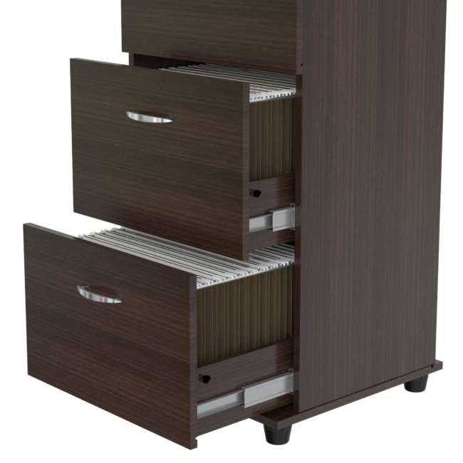 Espresso Wood Three Drawer filing Cabinet. Picture 2