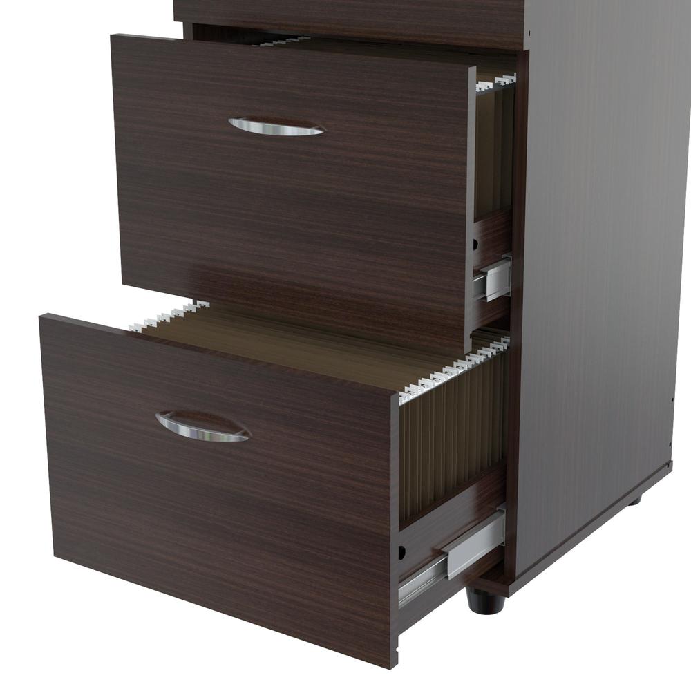 Espresso Wood Finish Four Large Drawer Filing Cabinet. Picture 1
