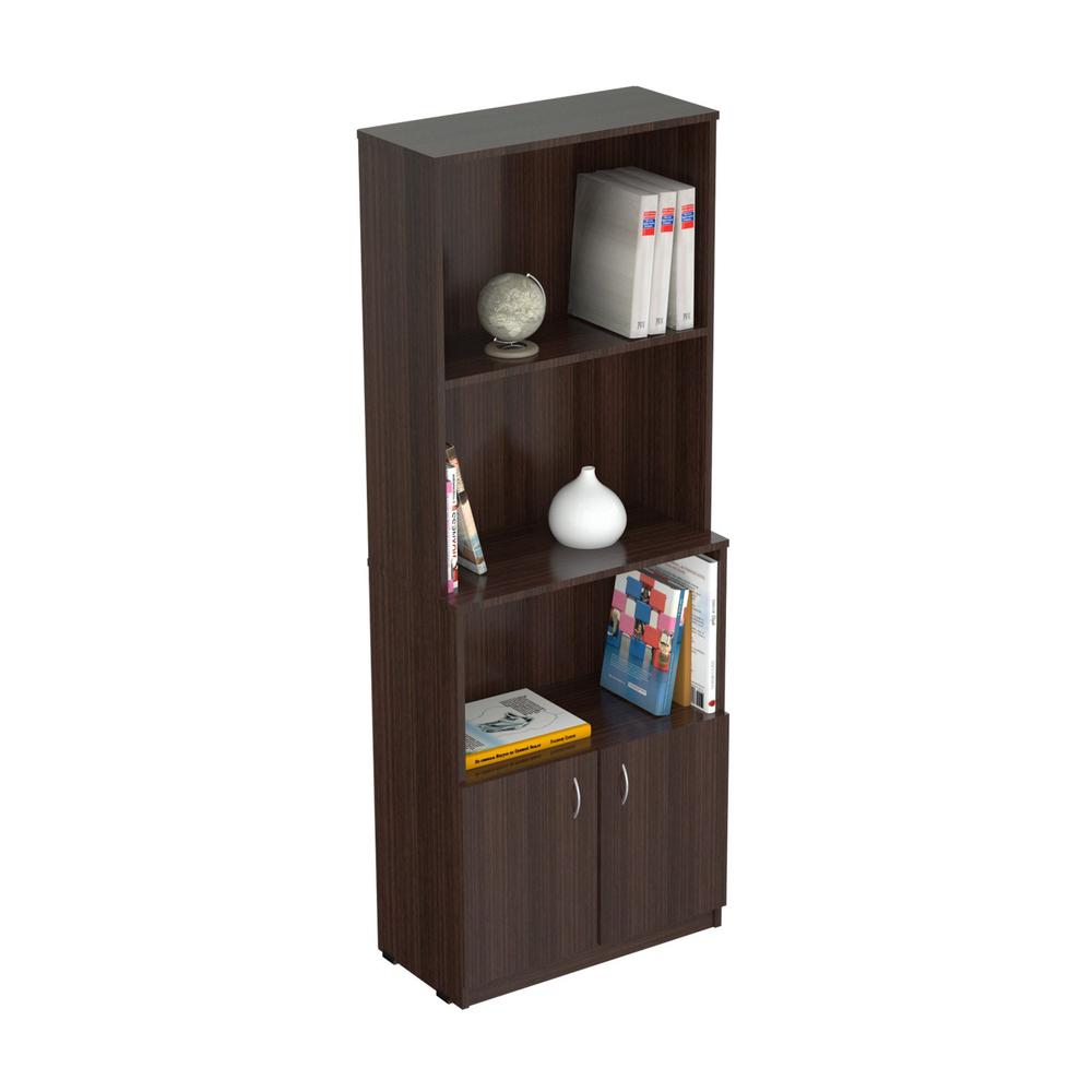 Espresso Finish Wood Three Self and Cabinet Bookcase. Picture 2