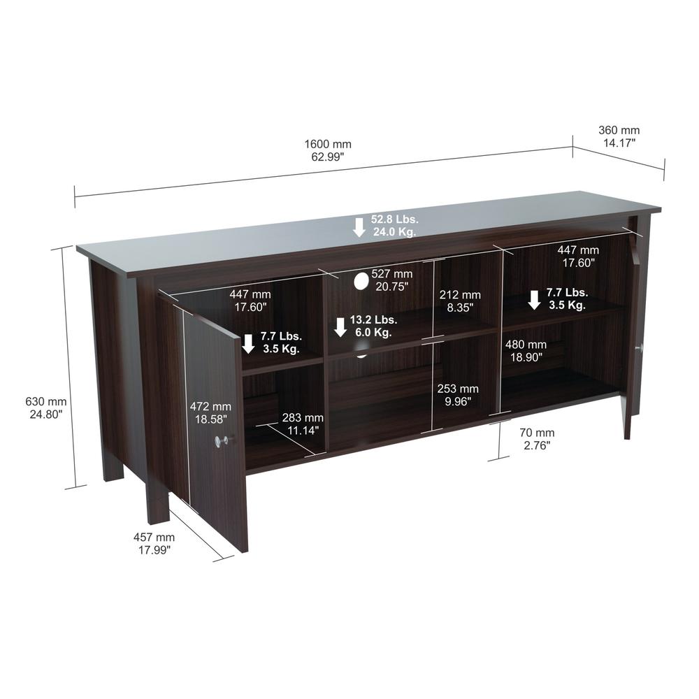 Espresso Finish Wood Media Center and TV Stand - 249829. Picture 6