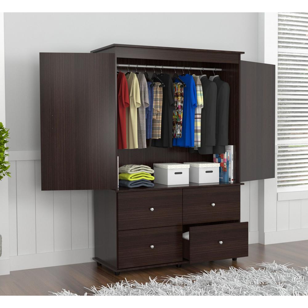 Espresso Finish Wood Four Drawer Armoire Dresser - 249835. Picture 5