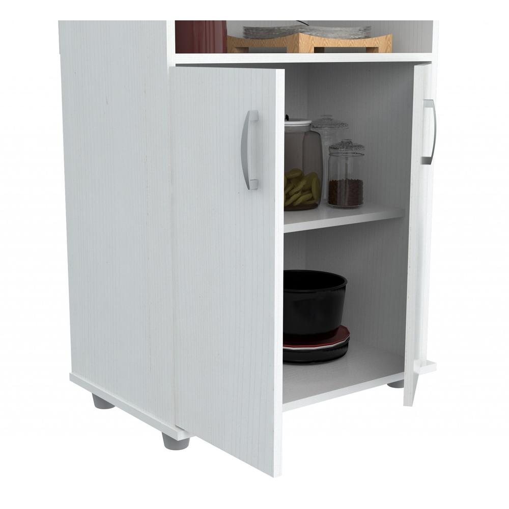 White Finish Wood Microwave Cart with Cabinet - 249842. Picture 2