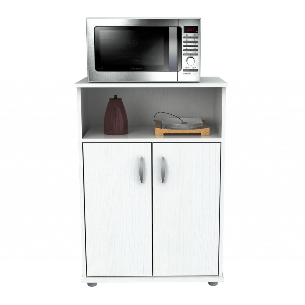 White Finish Wood Microwave Cart with Cabinet - 249842. Picture 3