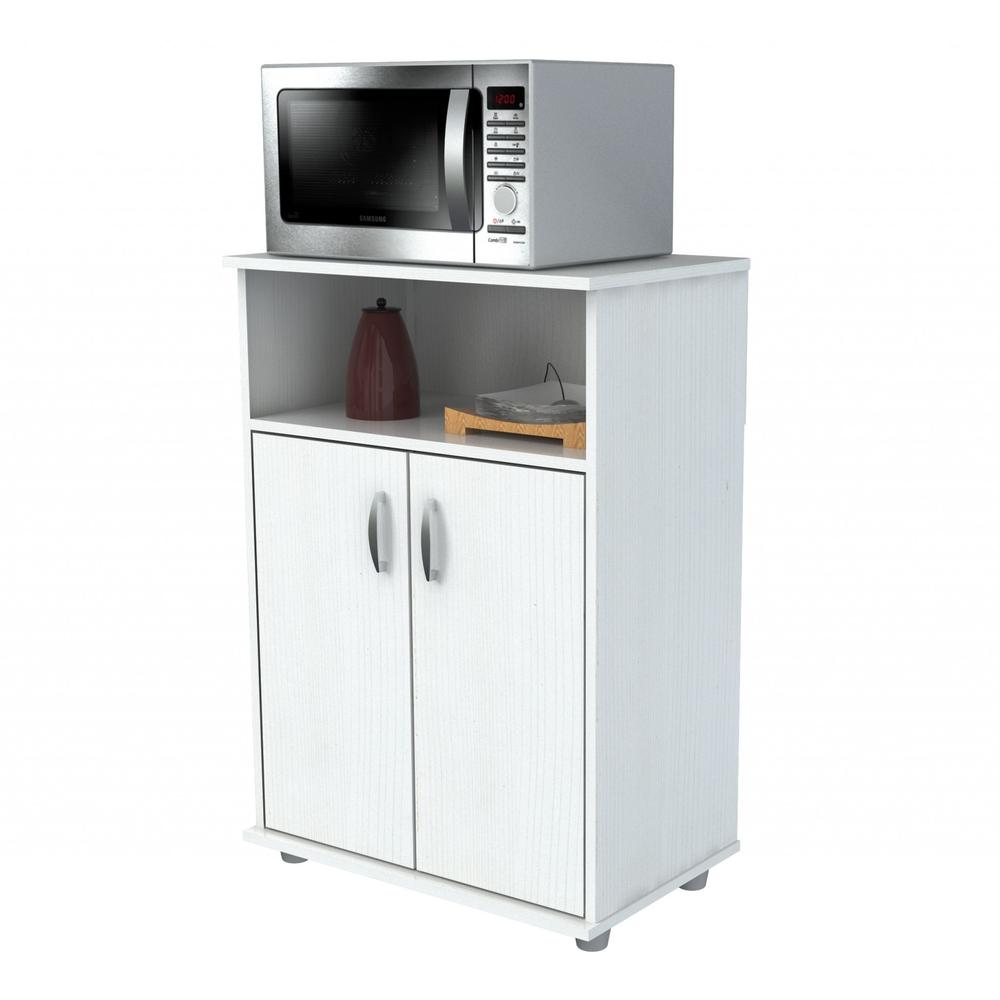 White Finish Wood Microwave Cart with Cabinet - 249842. Picture 4