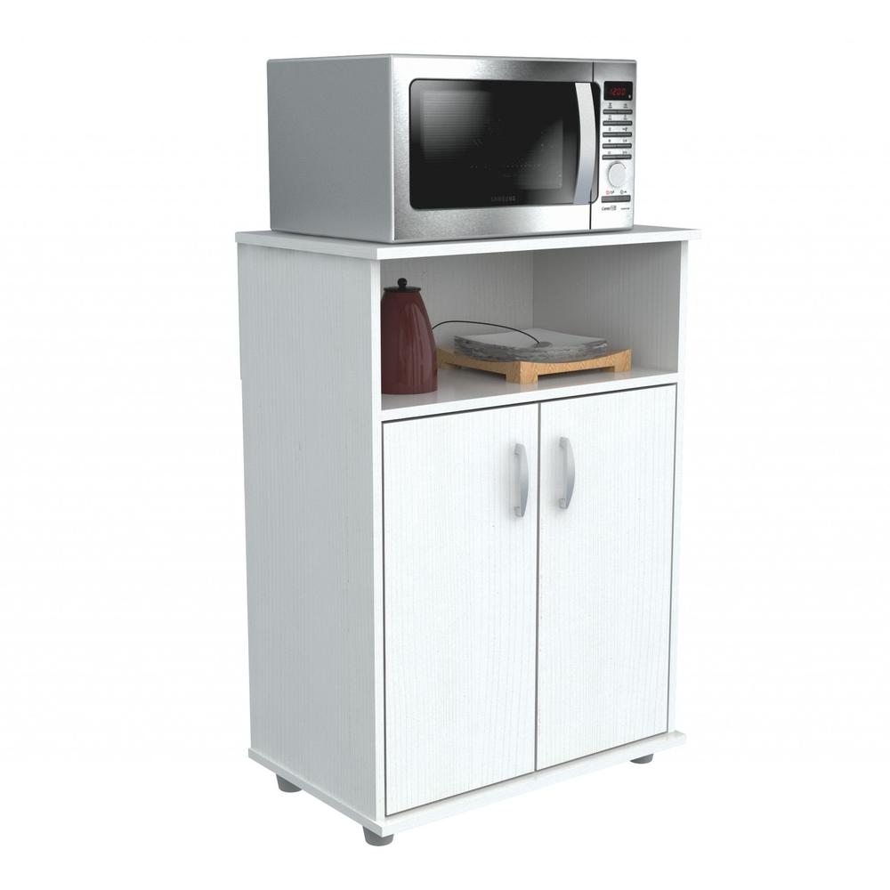White Finish Wood Microwave Cart with Cabinet - 249842. Picture 5