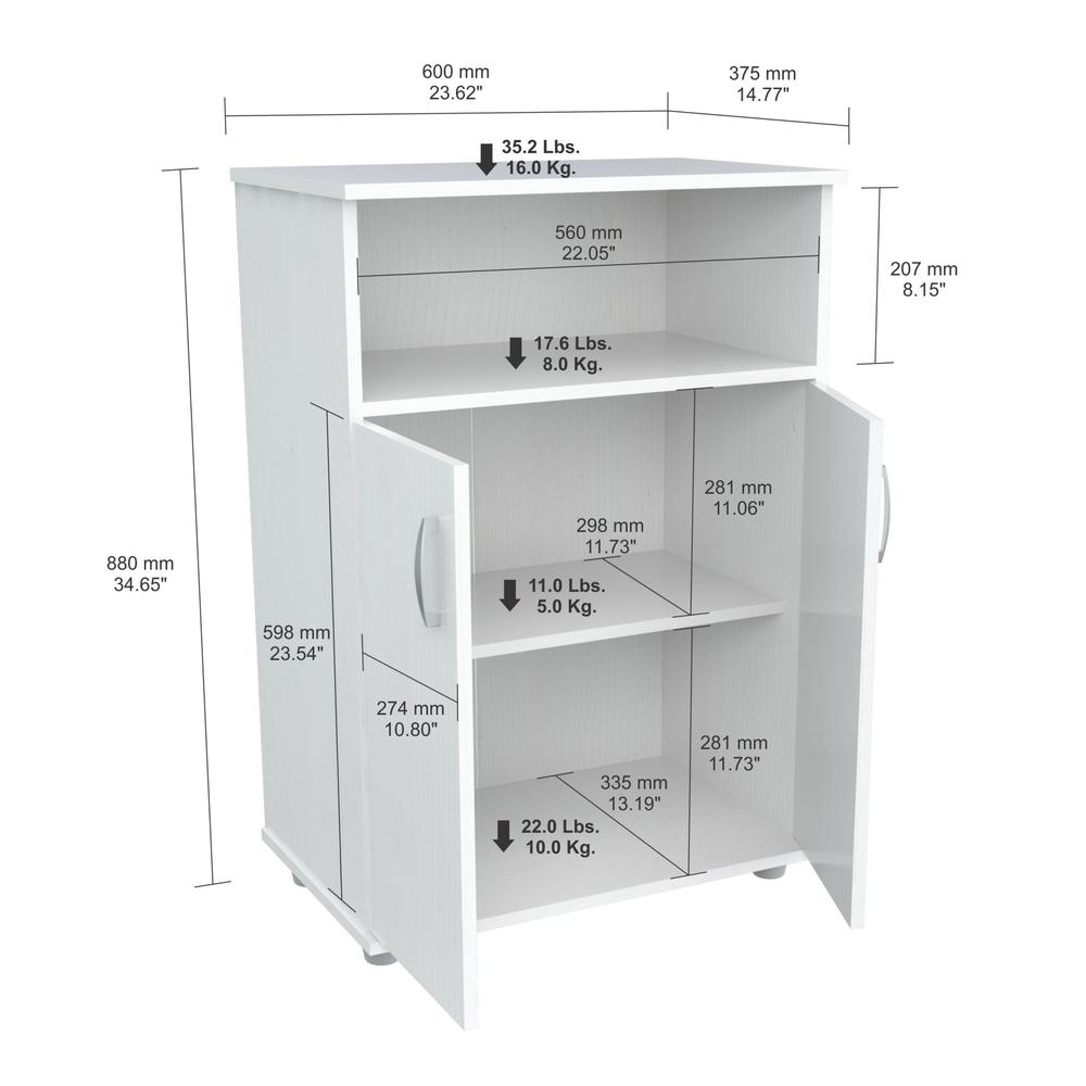 White Finish Wood Microwave Cart with Cabinet - 249842. Picture 6