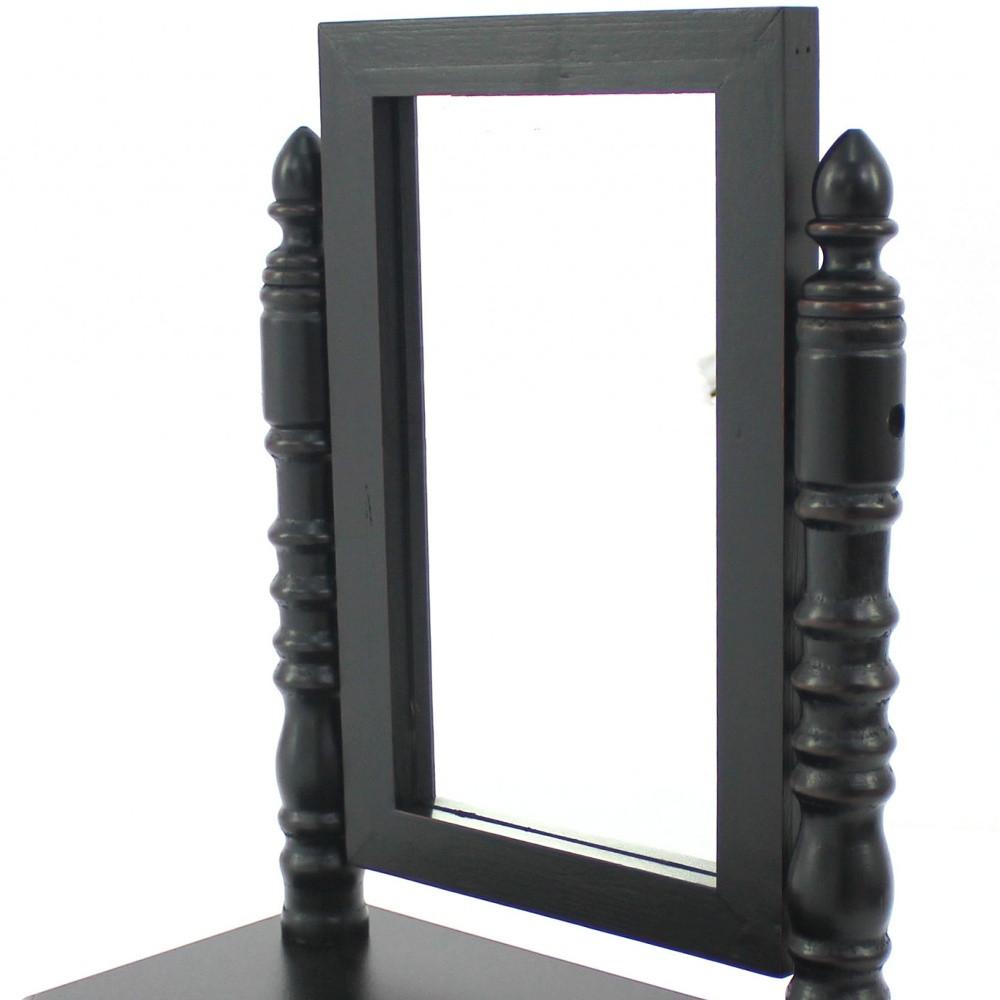 8.5" x 14" x 20" Black Traditional Drawer  Table Mirror. Picture 4
