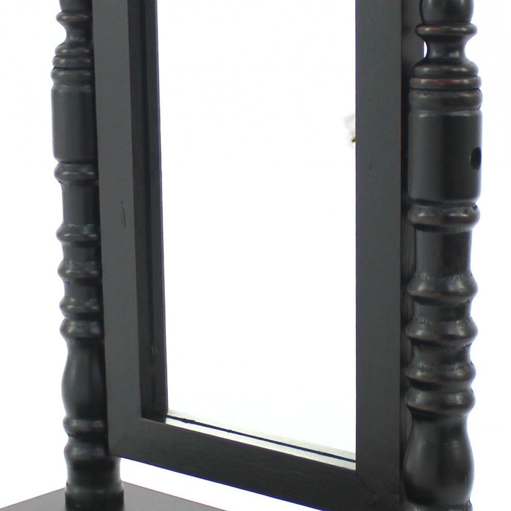 8.5" x 14" x 20" Black Traditional Drawer  Table Mirror. Picture 5