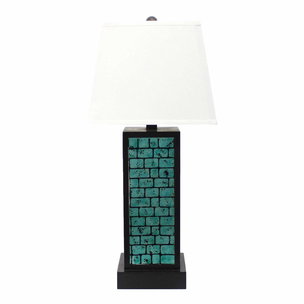 13" x 15" x 30.75" Black, Metal With Teal Brick Pattern - Table Lamp - 274458. Picture 1