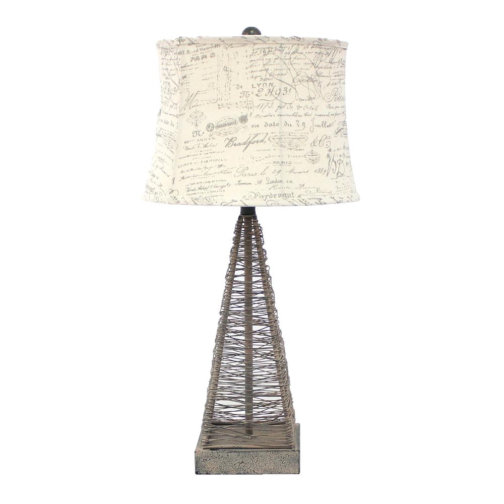 15" x 13" x 28.5" Tan, Industrial Metal With Gentle Linen Shade - Table Lamp - 274464. Picture 1
