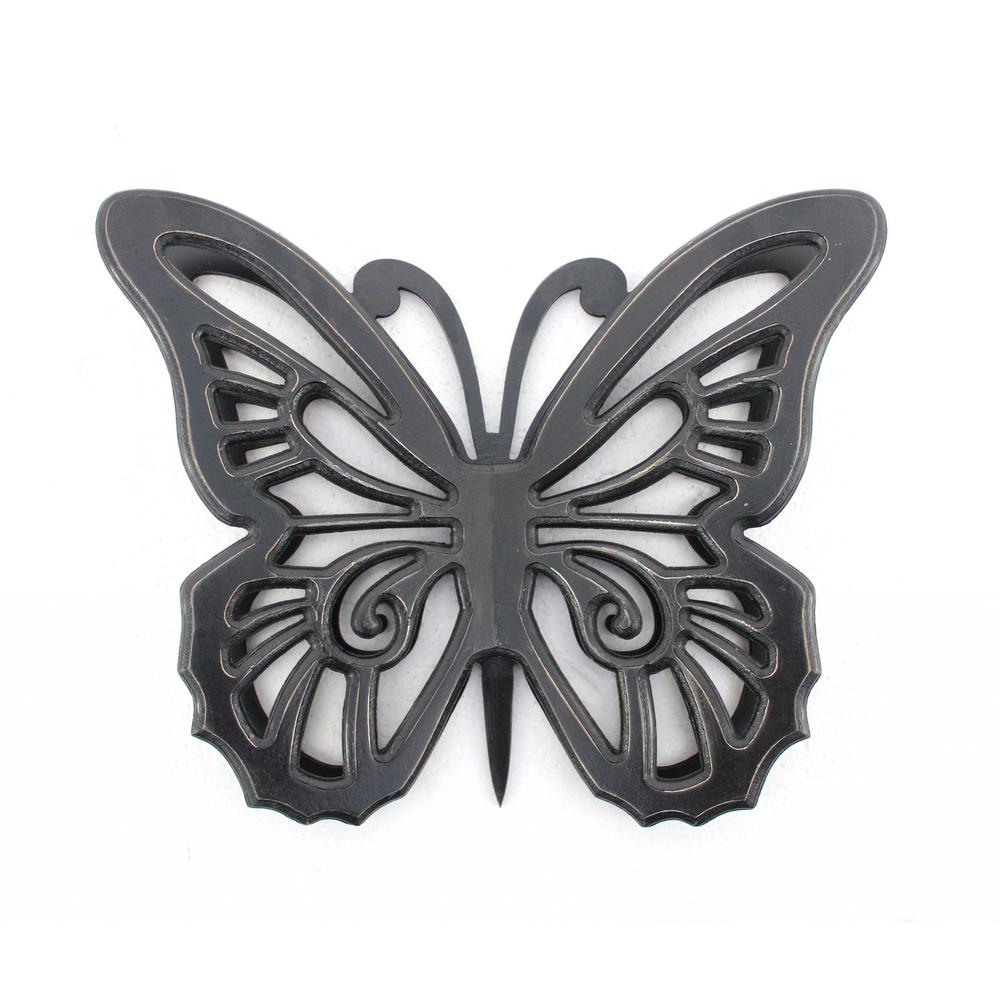 18.5" x 23.25" x 4.25" Black Rustic Butterfly Wooden  Wall Decor - 274489. Picture 1
