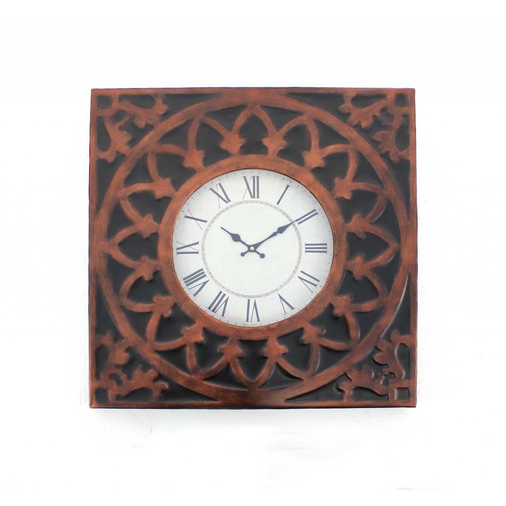 22.75" x 22.75" x 2" Bronze, Vintage, Metal - Wall Clock - 274495. Picture 1