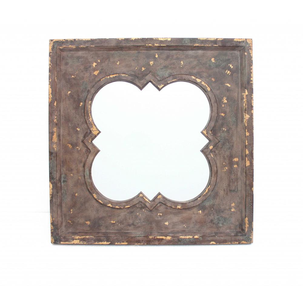 36" x 36" x 1.75" Bronze, Vintage, Cosmetic With Quadrate Frame - Wall Mirror - 274530. Picture 1