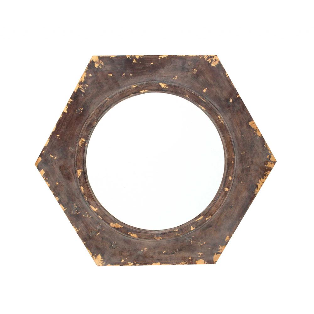 23.5" x 27" x 3.5" Bronze, Vintage Round, Hexagon Frame - Cosmetic Mirror - 274532. Picture 1