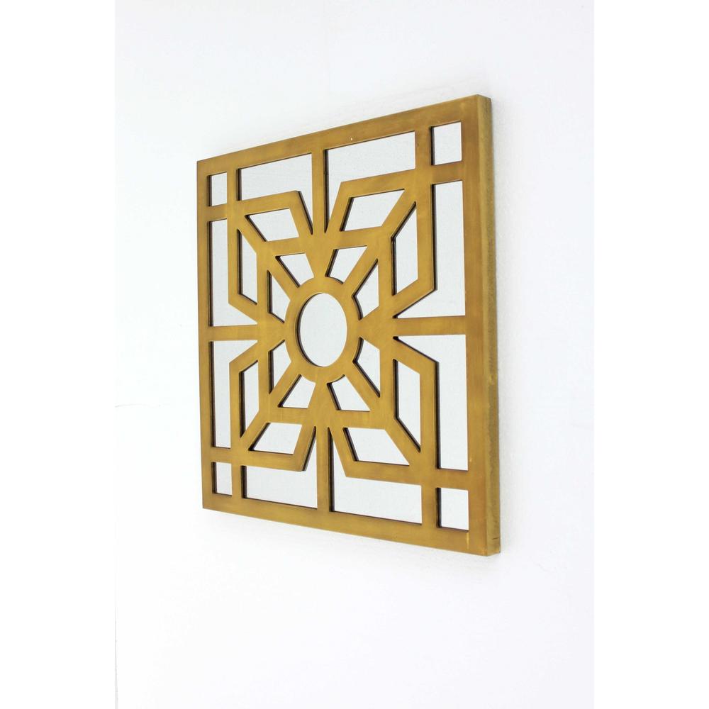 1.25" x 23.25" x 23.25" Bright Gold Mirrored Wooden  Wall Decor - 274556. Picture 1
