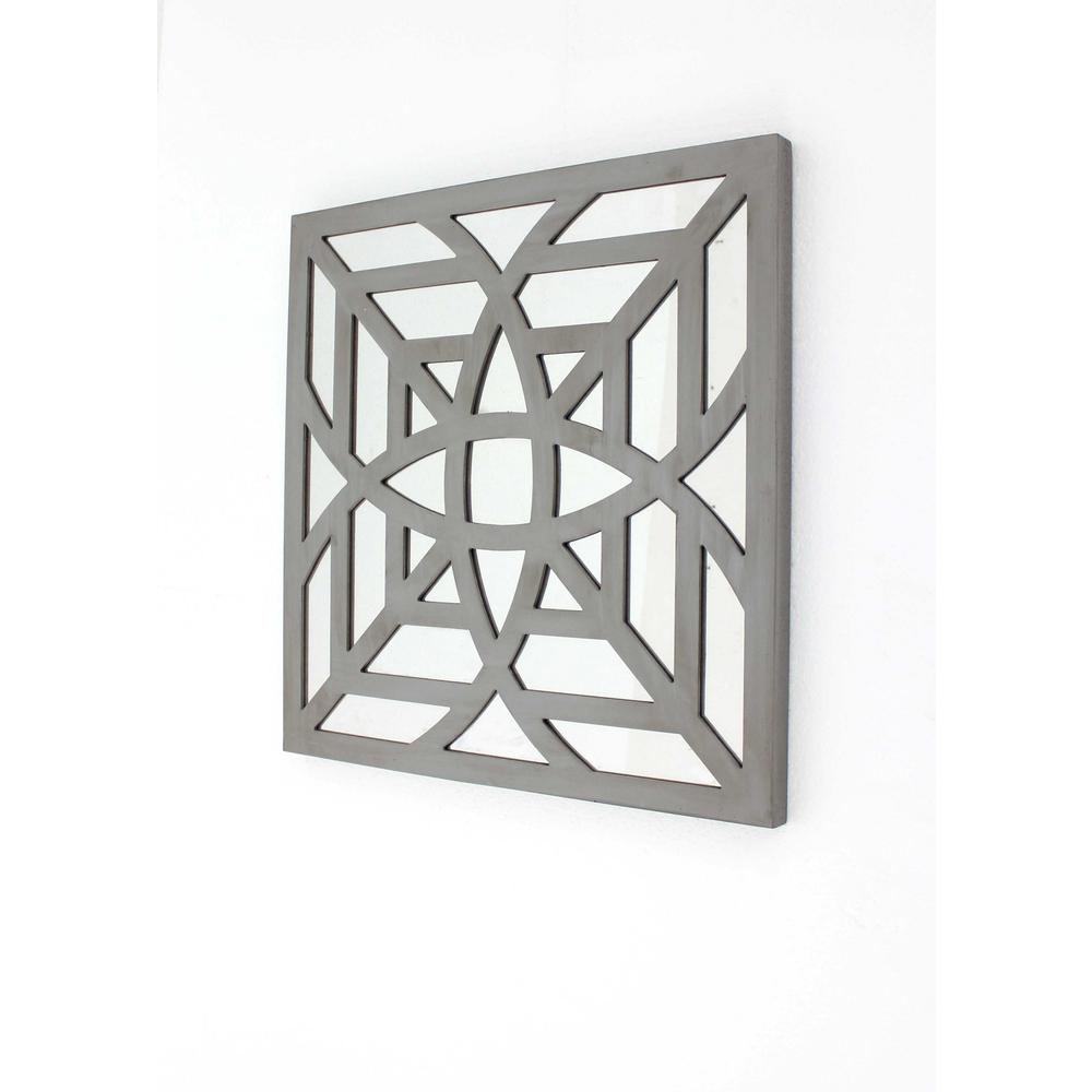 1.25" x 23.25" x 23.25" Gray Mirrored Square Wooden  Wall Decor - 274558. Picture 1