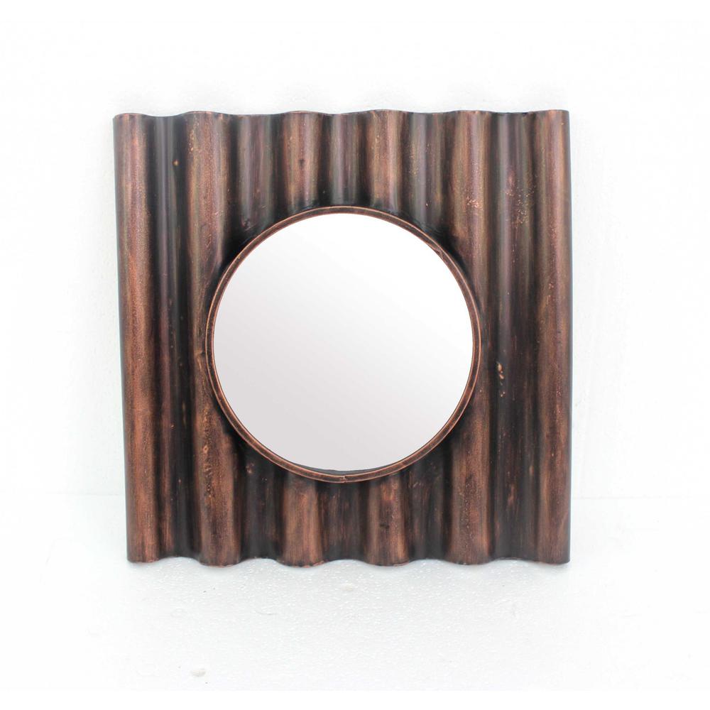 24" x 24" x 3" Bronze, Panpipe-Like, Wooden Cosmetic - Mirror - 274586. Picture 1