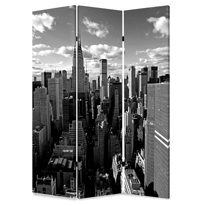 1" x 48" x 72" Multi Color Wood Canvas New York Skyline  Screen - 274621. Picture 1