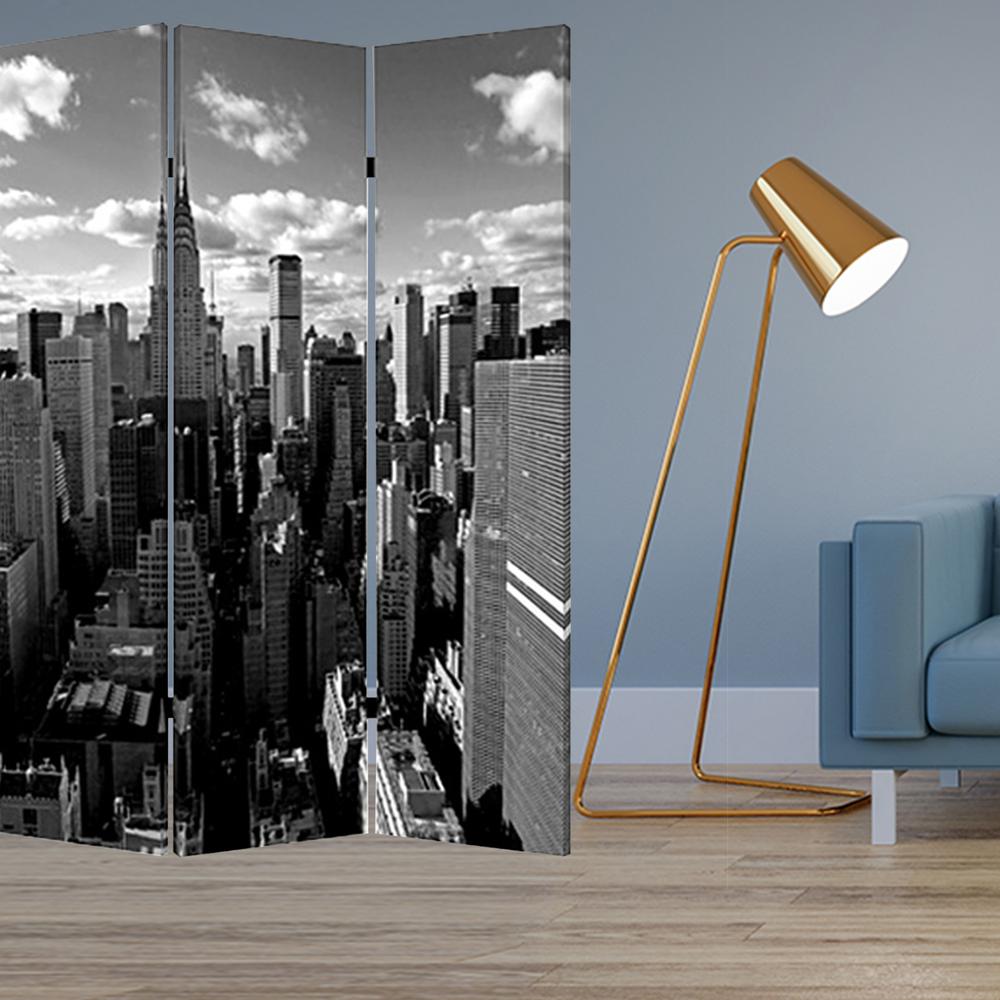 1" x 48" x 72" Multi Color Wood Canvas New York Skyline  Screen - 274621. Picture 2