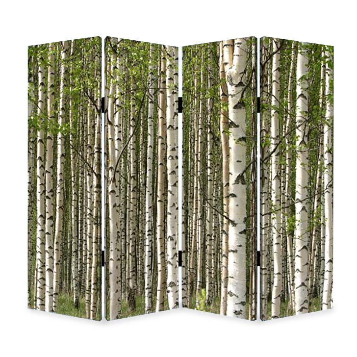 1" x 84" x 84" Multi Color Wood Canvas Prolific Forrest  Screen - 274631. Picture 1