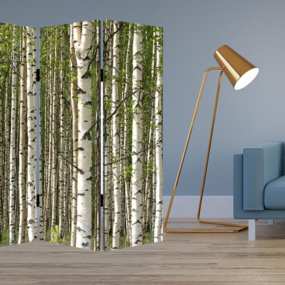 1" x 84" x 84" Multi Color Wood Canvas Prolific Forrest  Screen - 274631. Picture 2
