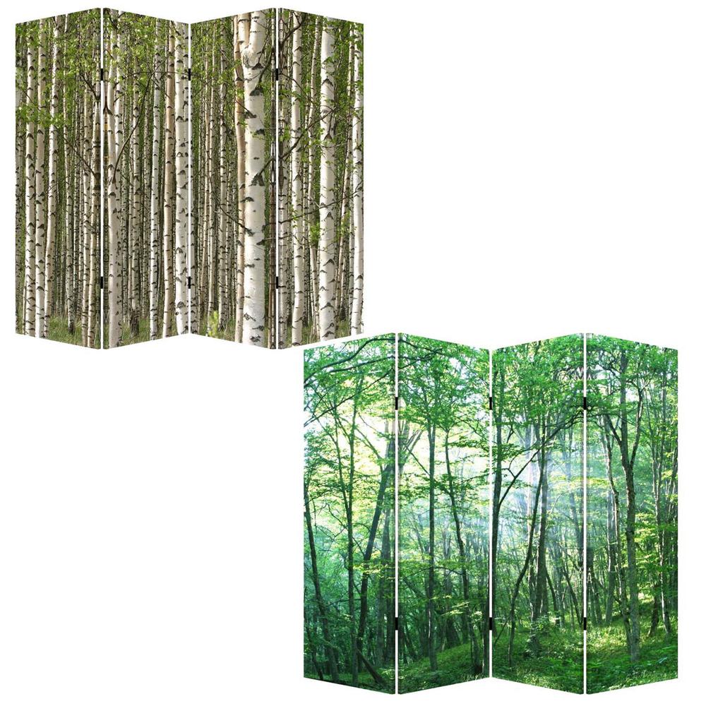 1" x 84" x 84" Multi Color Wood Canvas Prolific Forrest  Screen - 274631. Picture 3