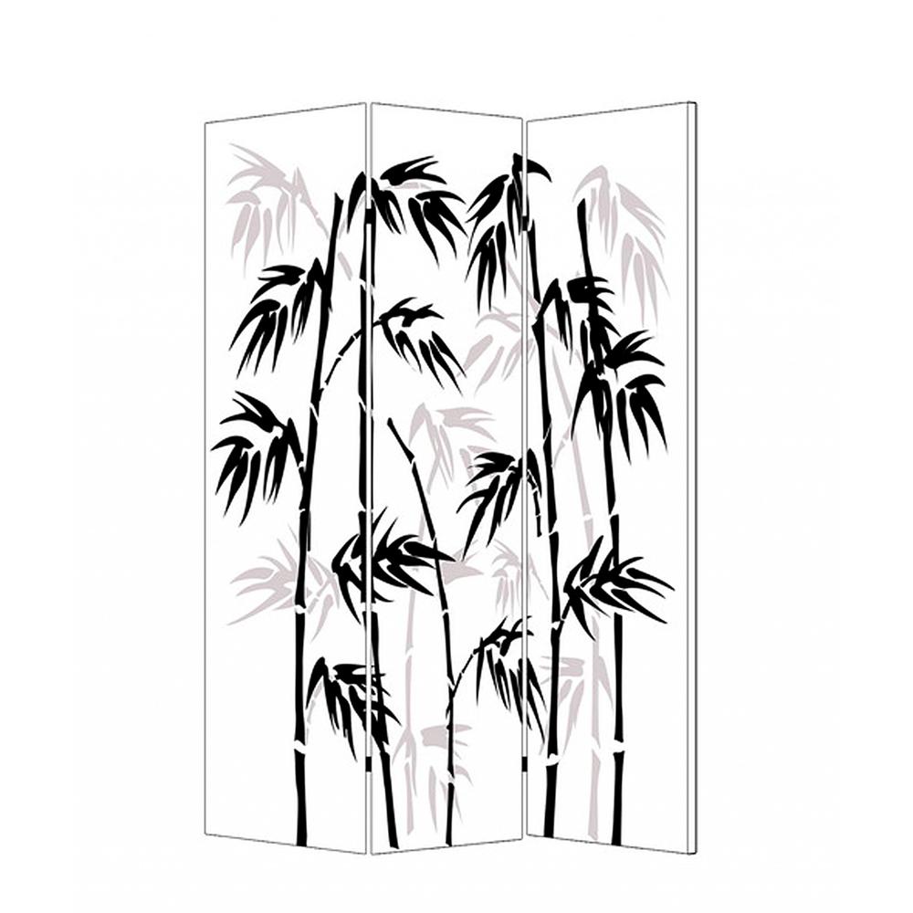 1" x 48" x 72" Multi Color Wood Canvas Bamboo Leaf  Screen - 274632. Picture 1