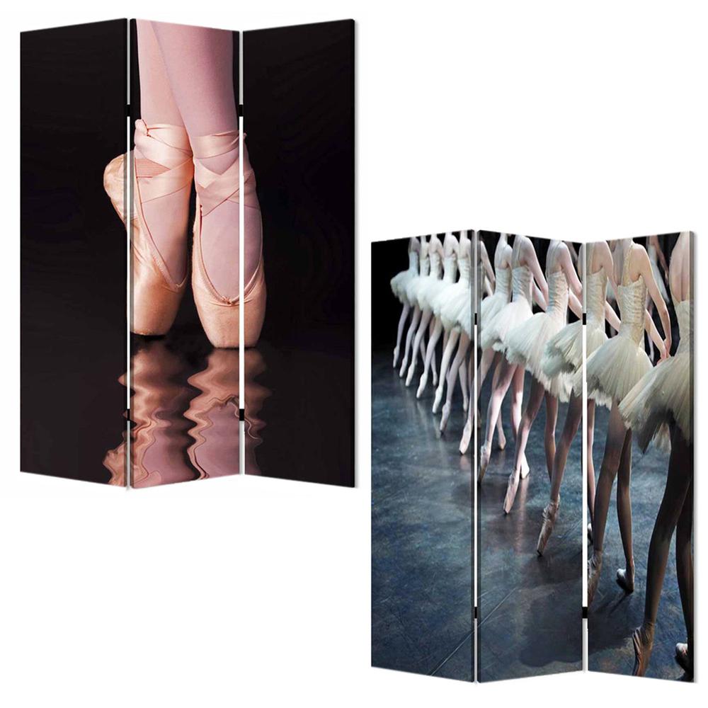 1" x 48" x 72" Multi Color Wood Canvas Ballet  Screen - 274641. Picture 3