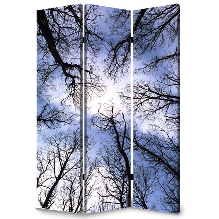 1" x 48" x 72" Multi Color Wood Canvas Forest  Screen - 274653. Picture 1