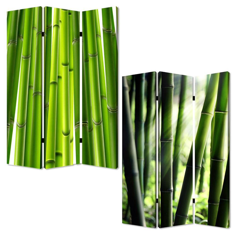 1" x 48" x 72" Multi Color Wood Canvas Bamboo  Screen - 274654. Picture 3