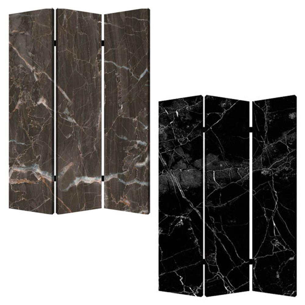 1" x 48" x 72" Multi Color Wood Canvas Black Marble  Screen - 274659. Picture 3
