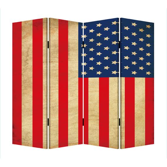 1" x 84" x 84" Multi Color Wood Canvas American Flag  Screen - 274693. Picture 1