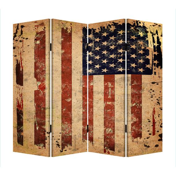 1" x 84" x 84" Multi Color Wood Canvas American Flag  Screen - 274693. Picture 2