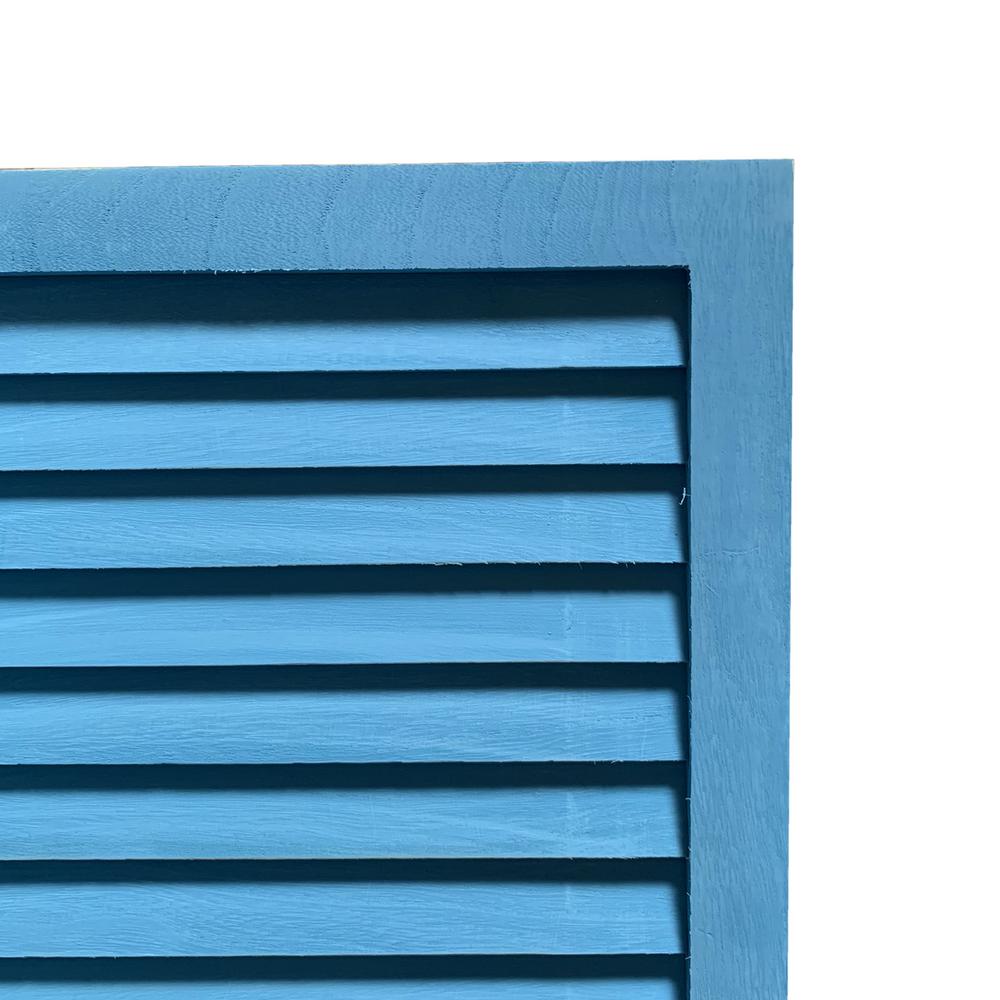 Blue Finish Wood Shutter 3 Panel Room Divider Screen - 274704. Picture 2