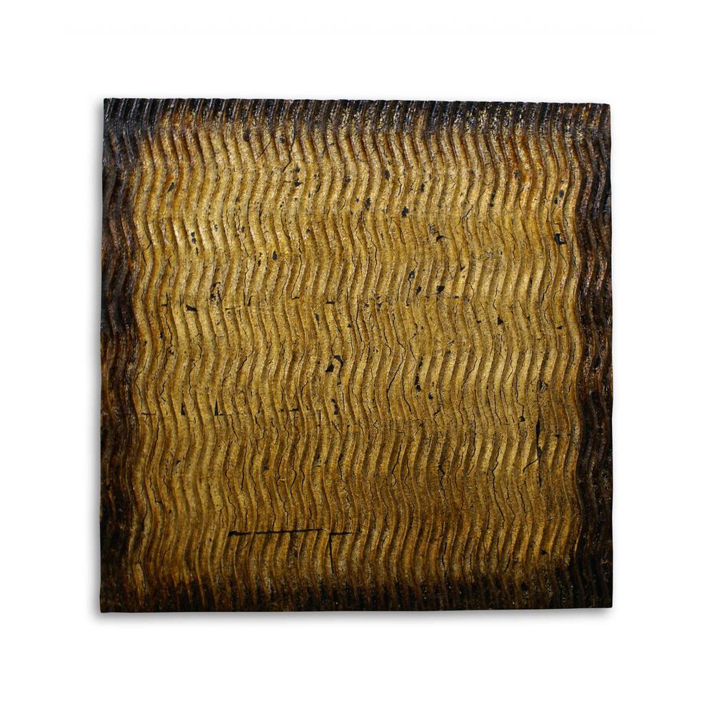 Raw Wood Look Gold Finish Square Wall Art Medium - 274795. The main picture.
