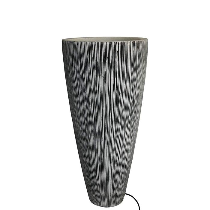 1" x 18" x 39" Gray Sandstone Ribbed Long Conical  Planter With Light - 274808. Picture 1
