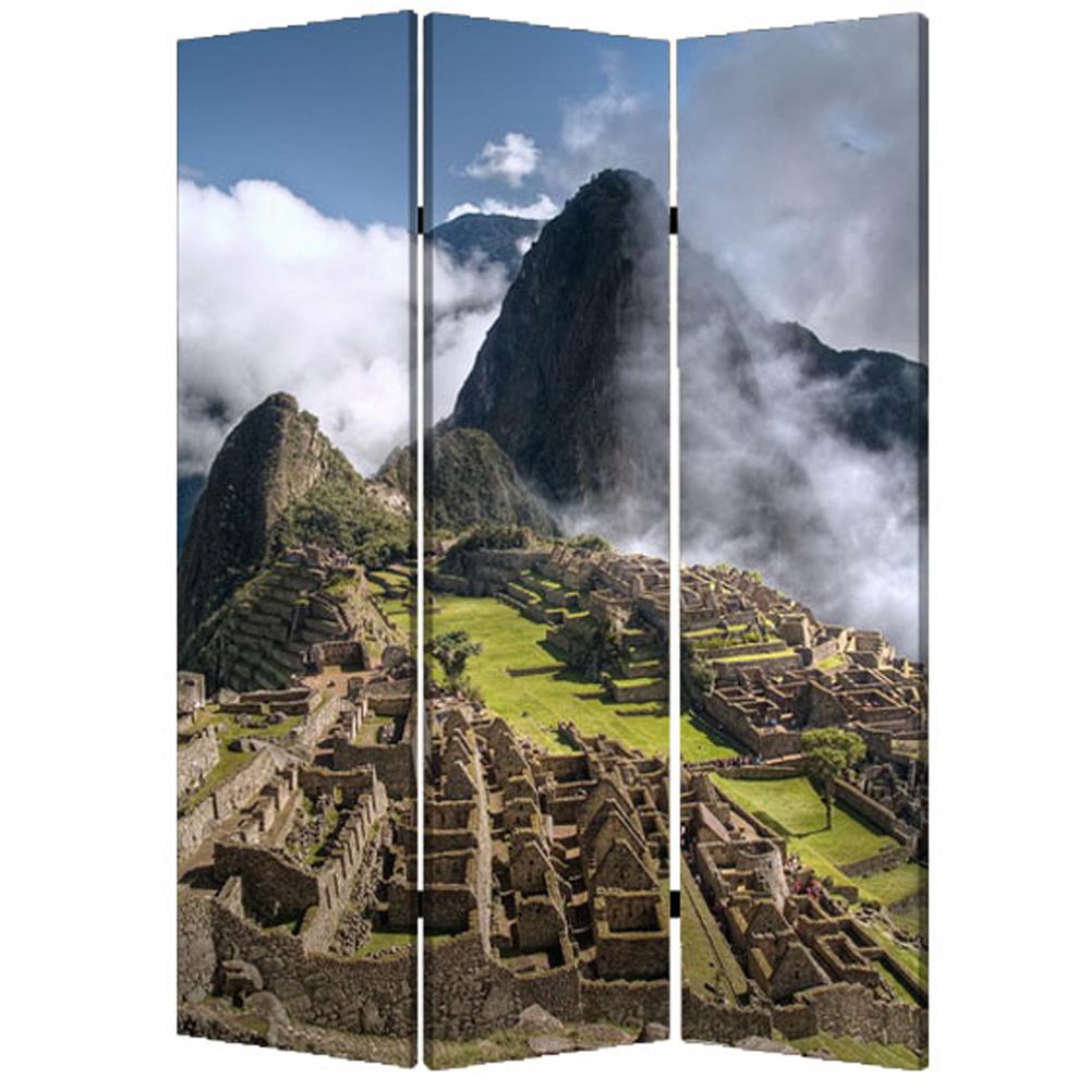 1" x 48" x 72" Multi Color Wood Canvas Machu Picchu  Screen - 274858. Picture 1