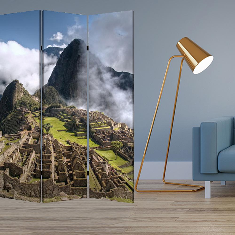 1" x 48" x 72" Multi Color Wood Canvas Machu Picchu  Screen - 274858. Picture 2