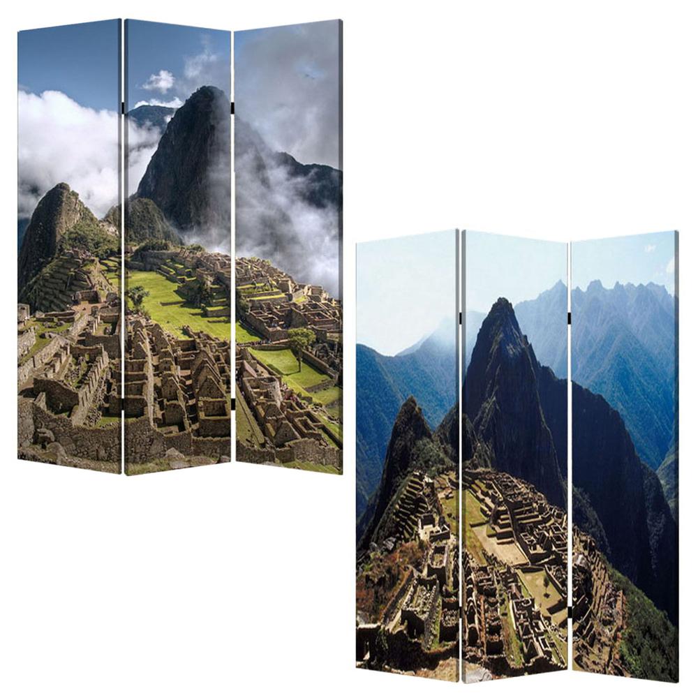 1" x 48" x 72" Multi Color Wood Canvas Machu Picchu  Screen - 274858. Picture 3