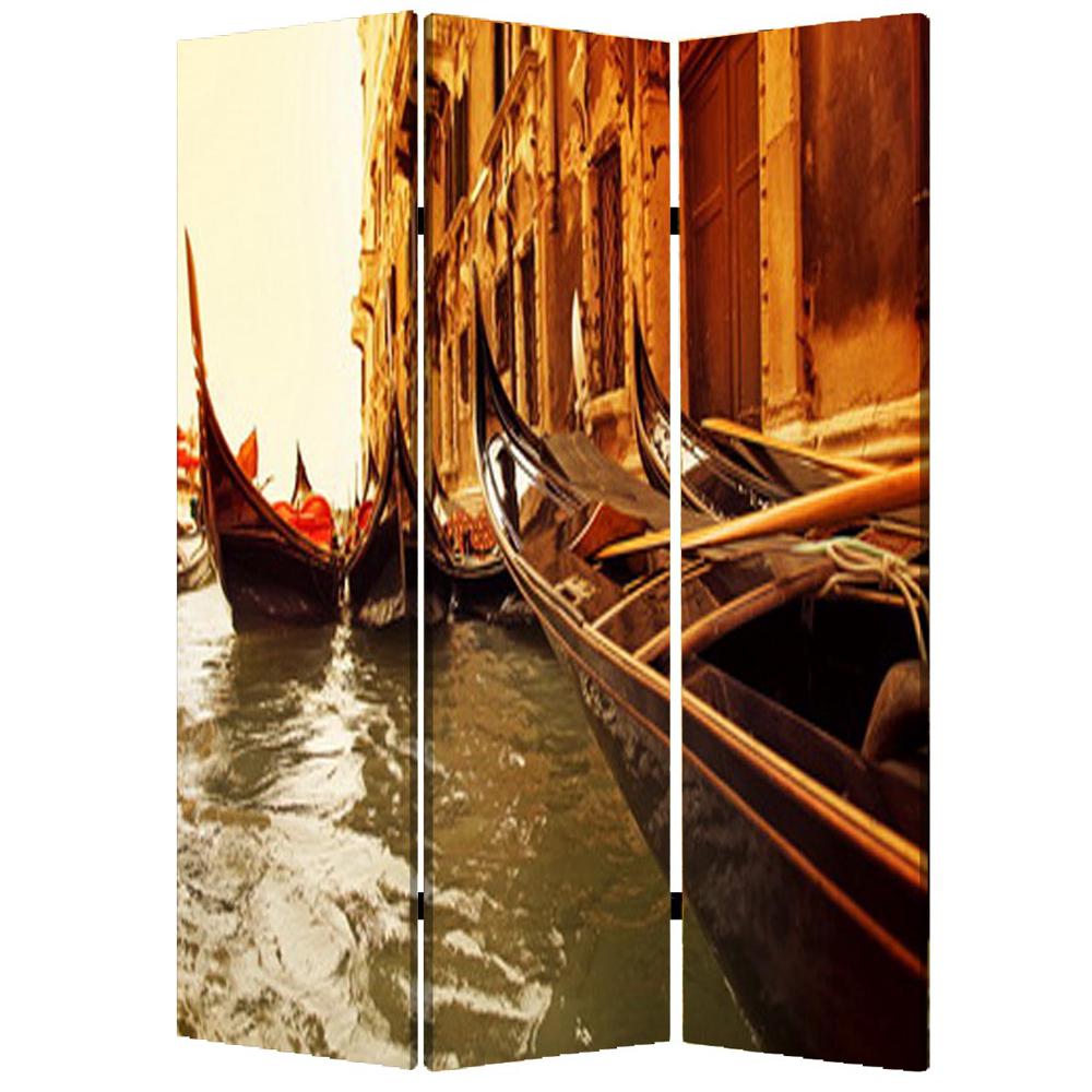 1" x 48" x 72" Multi Color Wood Canvas Venice  Screen - 274859. Picture 1