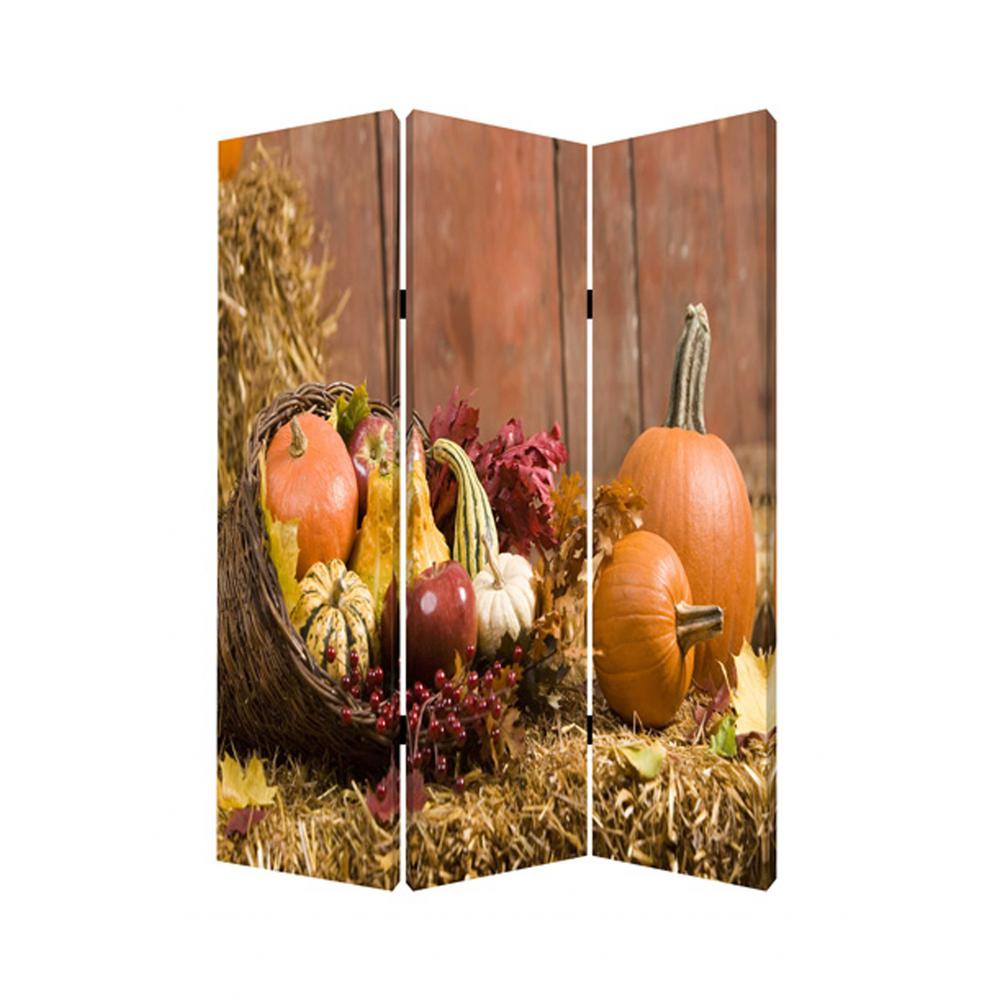 1" x 48" x 72" Multi Color Wood Canvas Harvest  Screen - 274860. Picture 1